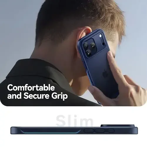 CASEKOO iPhone 17 Pro Max uchun g‘ilof, [Hech qachon sarg‘aymaydigan texnologiya] [Harbiy darajadagi tushishdan himoya] Yarim shaffof ingichka qopqoq ayollar erkaklar uchun iPhone 17 Pro Max telefon g‘ilofi 6.9 dyuym, muzli ko‘k - 5