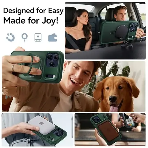 CASEKOO iPhone 17 Pro Max uchun Ultra-Magnetic Stend [Harbiy Tomchi Himoyasi] [MagSafe bilan mos] Zarba o'tkazmaydigan Yarim Shaffof Matte Slim Ring Holder G'ilof iPhone 17 ProMax 6.9