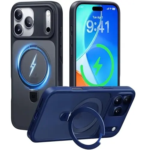 CASEKOO iPhone 17 Pro Max uchun Ultra-Magnetic stendi [Harbiy darajadagi tushishdan himoya] [MagSafe bilan mos] Zarba o'tkazmaydigan yarim shaffof matli ingichka halqali ushlagich, iPhone 17 ProMax 6.9