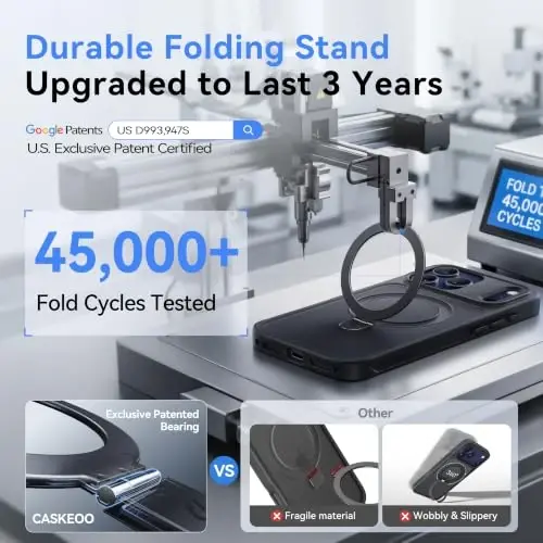 CASEKOO iPhone 17 Pro Max uchun Ultra-Magnetic stendi [Harbiy darajadagi tushishdan himoya] [MagSafe bilan mos] Zarba o'tkazmaydigan yarim shaffof matli ingichka halqali ushlagich, iPhone 17 ProMax 6.9