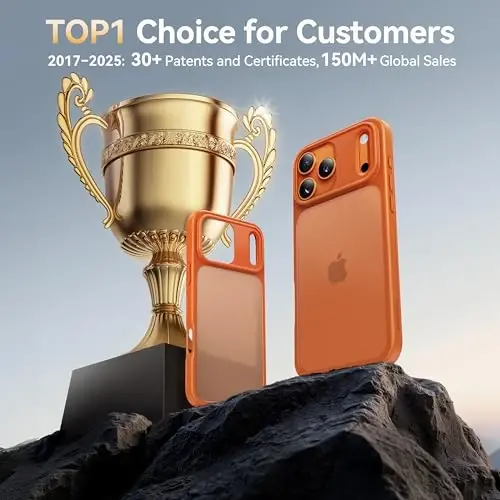 CASEKOO iPhone 17 Pro uchun g'ilof, [Hech qachon sarg'aymaydigan texnologiya] [Harbiy darajadagi tushishdan himoya] Yarim shaffof ingichka qopqoq ayollar erkaklar uchun iPhone 17 Pro telefon g'ilofi 6,3 dyuym, muzli apelsin - 3