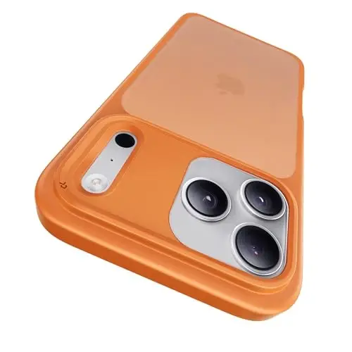 CASEKOO iPhone 17 Pro uchun g'ilof, [Hech qachon sarg'aymaydigan texnologiya] [Harbiy darajadagi tushishdan himoya] Yarim shaffof ingichka qopqoq ayollar erkaklar uchun iPhone 17 Pro telefon g'ilofi 6,3 dyuym, muzli apelsin - 5