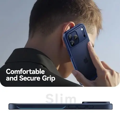 CASEKOO iPhone 17 Pro uchun g‘ilof, [Hech qachon sarg‘aymaydigan texnologiya] [Harbiy standartdagi tushishdan himoya] Yarim shaffof ingichka qopqoq ayollar va erkaklar uchun iPhone 17 Pro telefon g‘ilofi 6,3 dyuym, muzli ko‘k - 5