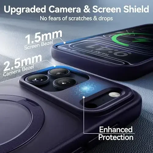 CASEKOO iPhone 17 Pro uchun Ultra-Magnit Stend G'ilofi [Harbiy Darajadagi Tushishdan Himoya] [MagSafe bilan mos] Zarbadan Himoyalangan Yarim Shaffof Mat Yupqa Halqali Tutqich, iPhone 17 pro 6.3