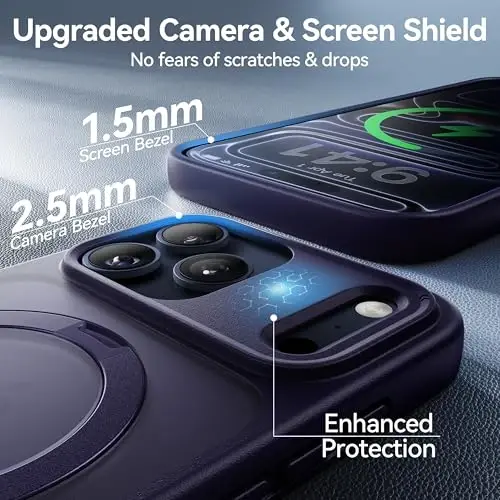 CASEKOO iPhone 17 Pro uchun Ultra-Magnit Stend G'ilofi [Harbiy Darajadagi Tushishdan Himoya] [MagSafe bilan mos] Zarbadan Himoyalangan Yarim Shaffof Mat Yupqa Halqali Tutqich, iPhone 17 pro 6.3