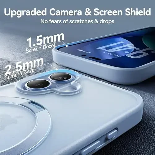 CASEKOO iPhone 17 uchun Ultra-magnit stend g'ilofi [Harbiy himoya] [MagSafe bilan mos] Zarba o'tkazmaydigan yarim shaffof matli ingichka halqali ushlagichli g'ilof iPhone 17 uchun ingichka telefon qopqog'i 6,3