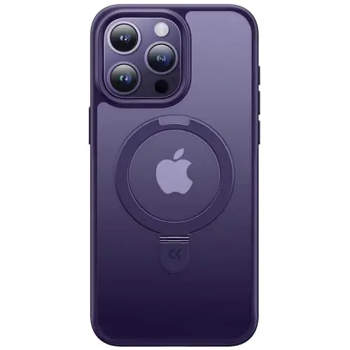 CASEKOO Designed for 14 Pro Case with Magnetic Invisible Stand [Military Drop Protection] [Compatible with MagSafe] Shockproof Slim Matte Translucent Pro Case 6.1 Inch, Purple - 4