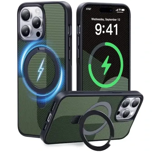 CASEKOO Ultra-Magnetic Stand for iPhone 14 Pro Max Case, Matcha Green | [Military Drop Protection] [Compatible with MagSafe] Shockproof Slim Translucent Matte Ring for 14 Promax Phone Case 6.7 Inch - 1