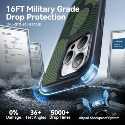 CASEKOO Ultra-Magnetic Stand for iPhone 14 Pro Max Case, Matcha Green | [Military Drop Protection] [Compatible with MagSafe] Shockproof Slim Translucent Matte Ring for 14 Promax Phone Case 6.7 Inch - CASEKOO (1)