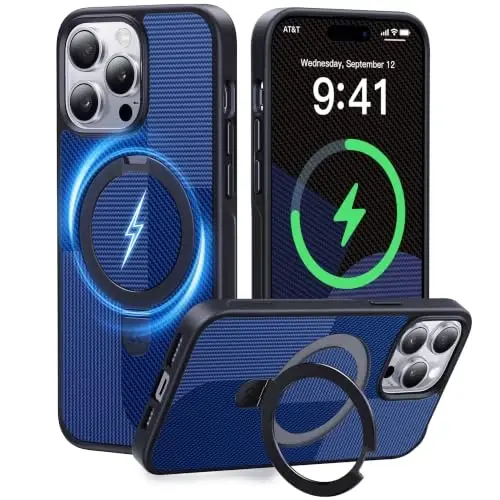 CASEKOO Ultra-Magnetic Stand for iPhone 14 Pro Max Case, Ocean Blue | [Military Drop Protection] [Compatible with MagSafe] Shockproof Slim Translucent Matte Ring for 14 Promax Phone Case 6.7 Inch - 1