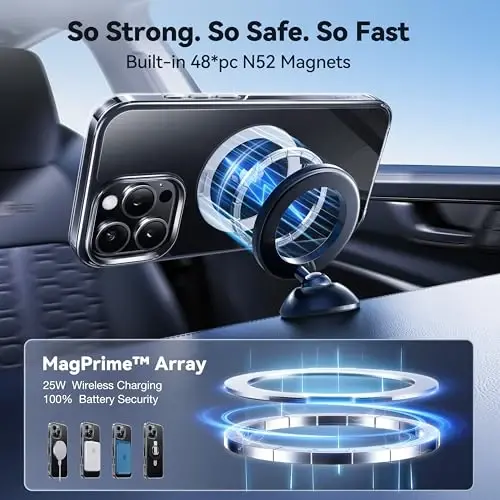 CASEKOO Ultra Magnetic Stand for iPhone 16 Pro Case Clear [Compatible with MagSafe] [16FT Military-Grade Protection] Transparent Slim Phone Ring 16 Pro Phone Cover 6.3 inch, Clear - 4