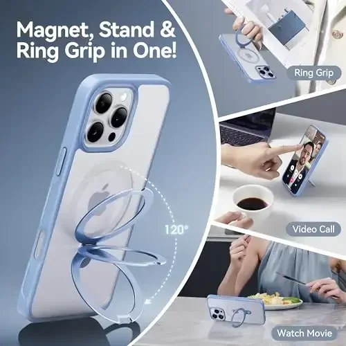 CASEKOO Ultra-Magnetic Stand for iPhone 16 Pro Max Case [Military Drop Protection] [Compatible with MagSafe] Shockproof Translucent Matte Slim Ring Holder Case for iPhone 16 ProMax 6.9