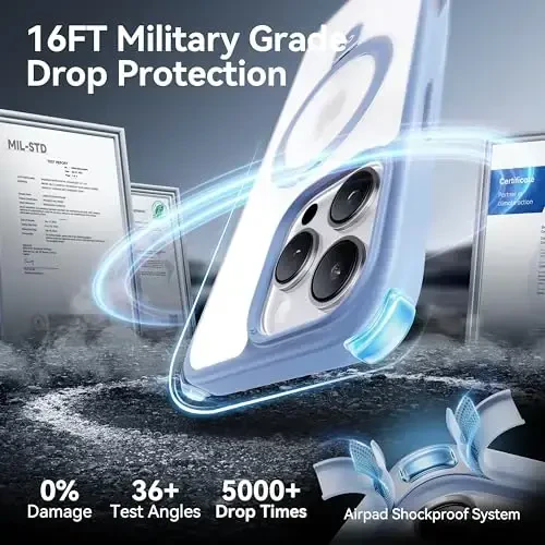 CASEKOO Ultra-Magnetic Stand for iPhone 16 Pro Max Case [Military Drop Protection] [Compatible with MagSafe] Shockproof Translucent Matte Slim Ring Holder Case for iPhone 16 ProMax 6.9