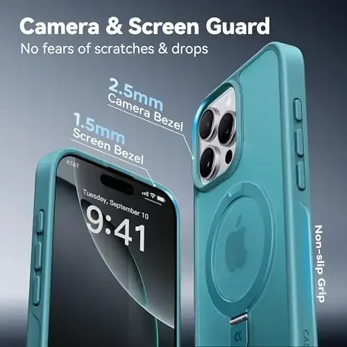 CASEKOO Ultra-Magnetic Stand for iPhone 16 Pro Max Case [Military Drop Protection] [Compatible with MagSafe] Shockproof Translucent Matte Slim Ring Holder Case for iPhone 16 ProMax 6.9