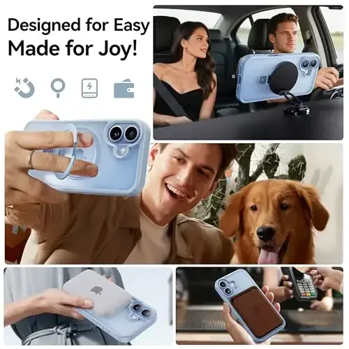 CASEKOO Ultra-Magnetic Stand for iPhone 17 Case [Military Droptection] [Compatible with MagSafe] Shockproof Translucent Matte Slim Ring Holder Casefor iPhone 17 Slim Phone Cover 6.3