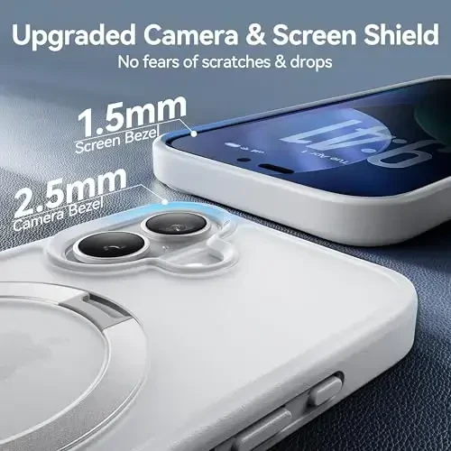 CASEKOO Ultra-Magnetic Stand for iPhone 17 Case [Military Droptection] [Compatible with MagSafe] Shockproof Translucent Matte Slim Ring Holder Casefor iPhone 17 Slim Phone Cover 6.3