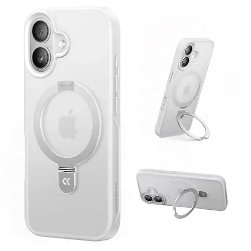 CASEKOO Ultra-Magnetic Stand for iPhone 17 Case [Military Droptection] [Compatible with MagSafe] Shockproof Translucent Matte Slim Ring Holder Casefor iPhone 17 Slim Phone Cover 6.3