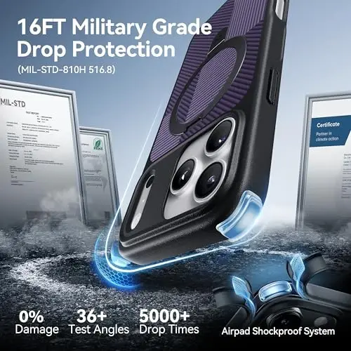 CASEKOO Ultra-Magnetic Stand for iPhone 17 Pro Case [Military Drop Protection] [Compatible with MagSafe] Shockproof Translucent Matte Slim Ring for iPhone 17 Pro Phone Case 6.3