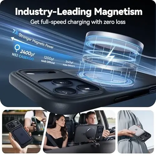 CASEKOO Ultra-Magnetic Stand for iPhone 17 Pro Case [Military Drop Protection] [Compatible with MagSafe] Shockproof Translucent Matte Slim Ring Holder Case for iPhone 17 Pro 6.3