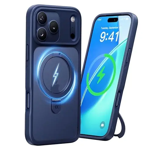 CASEKOO Ultra-Magnetic Stand for iPhone 17 Pro Case [Military Drop Protection] [Compatible with MagSafe] Shockproof Translucent Matte Slim Ring Holder Case for iPhone 17 pro 6.3