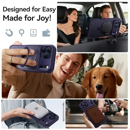 CASEKOO Ultra-Magnetic Stand for iPhone 17 Pro Case [Military Drop Protection] [Compatible with MagSafe] Shockproof Translucent Matte Slim Ring Holder Case for iPhone 17 pro 6.3