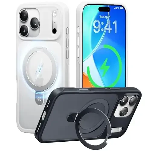 CASEKOO Ultra-Magnetic Stand for iPhone 17 Pro Case [Military Drop Protection] [Compatible with MagSafe] Shockproof Translucent Matte Slim Ring Holder Case for iPhone 17 pro 6.3