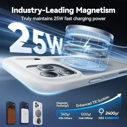 CASEKOO Ultra-Magnetic Stand for iPhone 17 Pro Case [Military Drop Protection] [Compatible with MagSafe] Shockproof Translucent Matte Slim Ring Holder Case for iPhone 17 pro 6.3