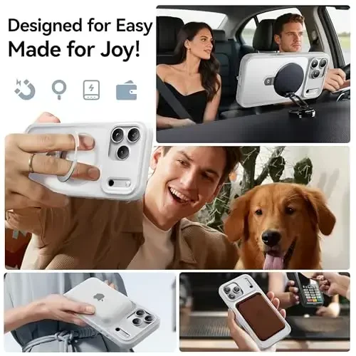 CASEKOO Ultra-Magnetic Stand for iPhone 17 Pro Case [Military Drop Protection] [Compatible with MagSafe] Shockproof Translucent Matte Slim Ring Holder Case for iPhone 17 pro 6.3