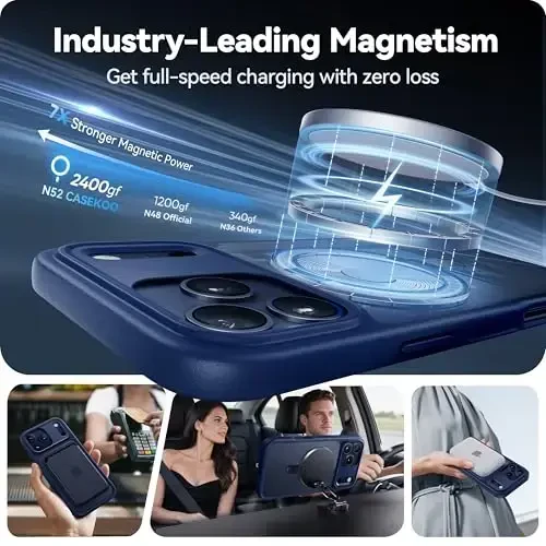 CASEKOO Ultra-Magnetic Stand for iPhone 17 Pro Max Case [Military Drop Protection] [Compatible with MagSafe] Shockproof Translucent Matte Slim Ring Holder Case for iPhone 17 ProMax 6.9