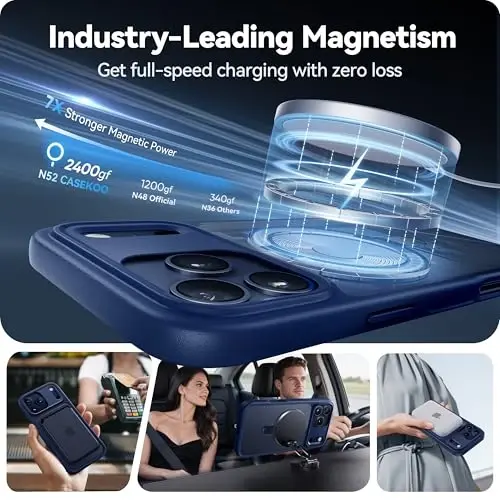 CASEKOO Ultra-Magnetic Stand for iPhone 17 Pro Max Case [Military Drop Protection] [Compatible with MagSafe] Shockproof Translucent Matte Slim Ring Holder Case for iPhone 17 ProMax 6.9