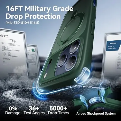 CASEKOO Ultra-Magnetic Stand for iPhone 17 Pro Max Case [Military Drop Protection] [Compatible with MagSafe] Shockproof Translucent Matte Slim Ring Holder Case for iPhone 17 ProMax 6.9