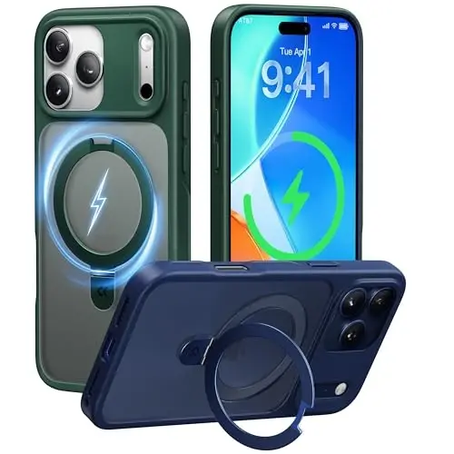 CASEKOO Ultra-Magnetic Stand for iPhone 17 Pro Max Case [Military Drop Protection] [Compatible with MagSafe] Shockproof Translucent Matte Slim Ring Holder Case for iPhone 17 ProMax 6.9