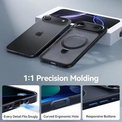 CASEKOO Ultra-Magnetic Stand for iPhone Air Case [Military Drop Protection] [Compatible with MagSafe] Shockproof Translucent Matte Slim Ring Holder Case for iPhone 17 Air Phone Cover 6.5