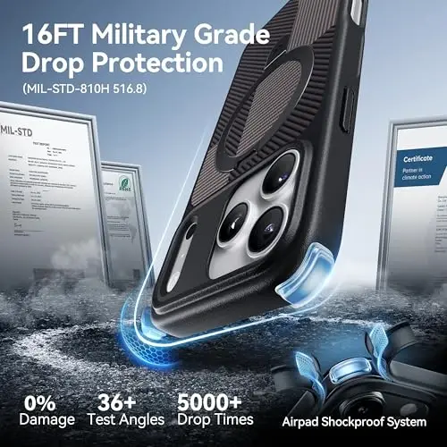 CASEKOO Ultra-Manyetik Standlı iPhone 17 Pro Max Kılıf [Askeri Düşme Koruması] [MagSafe ile Uyumlu] Darbeye Dayanıklı Yarı Saydam Mat İnce Halka iPhone 17 Pro Max Telefon Kılıfı 6,9