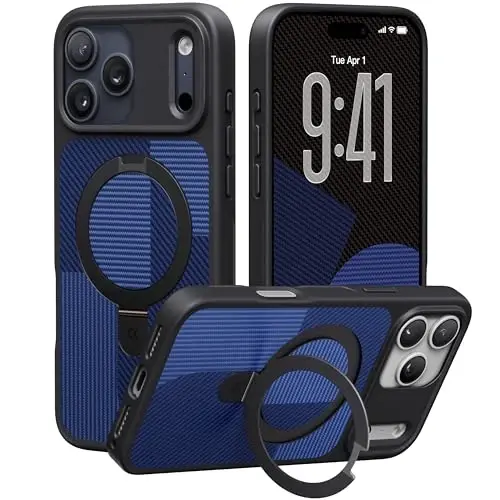 CASEKOO Ultra Manyetik Standlı iPhone 17 Pro Max Kılıfı [Askeri Düşme Koruması] [MagSafe Uyumlu] Darbeye Dayanıklı Yarı Saydam Mat İnce Halka iPhone 17 Pro Max Telefon Kılıfı 6.9