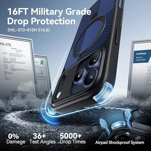 CASEKOO Ultra Manyetik Standlı iPhone 17 Pro Max Kılıfı [Askeri Düşme Koruması] [MagSafe Uyumlu] Darbeye Dayanıklı Yarı Saydam Mat İnce Halka iPhone 17 Pro Max Telefon Kılıfı 6.9