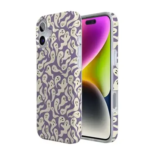 Casely iPhone 16 Case | All Boo'd Up | Purple Ghost | Compatible with MagSafe | Classic Ultra Slim Design - 3