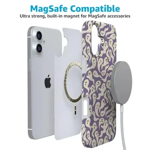 Casely iPhone 16 Case | All Boo'd Up | Purple Ghost | MagSafe bilan mos | Klassik Ultra Yengil Dizayn - 4