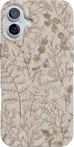 Casely iPhone 16 Case | Beige Garden | Neutral Floral | Classic Ultra Slim Case Design | Compatible with MagSafe - 1