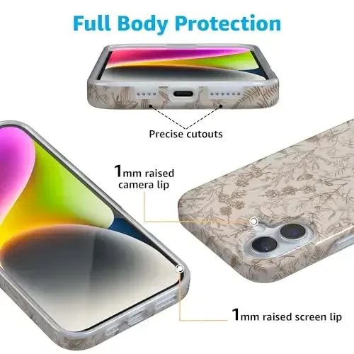 Casely iPhone 16 Case | Beige Garden | Neutral Floral | Classic Ultra Slim Case Design | Compatible with MagSafe - 3