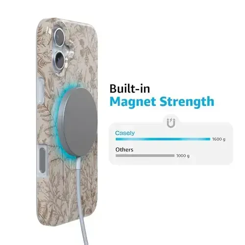 Casely iPhone 16 Case | Beige Garden | Neutral Floral | Classic Ultra Slim Case Design | Compatible with MagSafe - 4