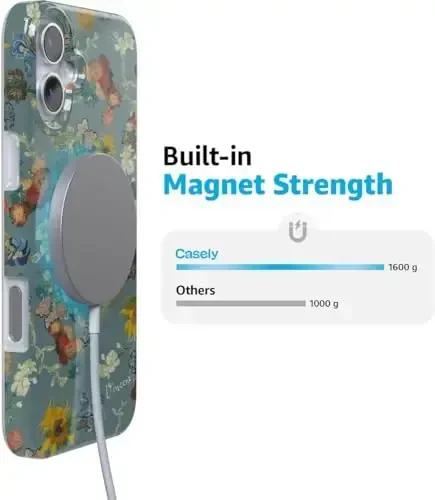 Casely iPhone 16 Case | Beige Garden | Neutral Floral | Classic Ultra Slim Case Design | Compatible with MagSafe - 6