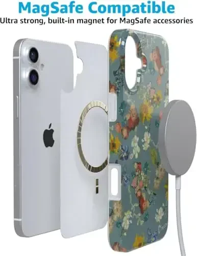 Casely iPhone 16 Case | Beige Garden | Neutral Floral | Classic Ultra Slim Case Design | Compatible with MagSafe - 7