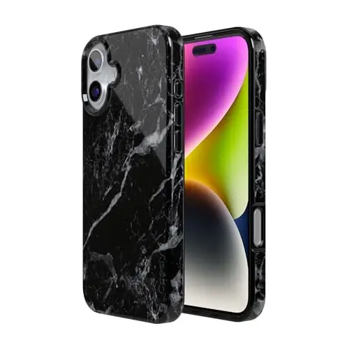 Casely iPhone 16 Case | Black Pearl Marble | Compatible with MagSafe | Classic Ultra Slim Design - 2
