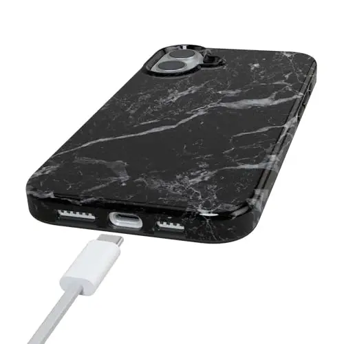 Casely iPhone 16 Case | Black Pearl Marble | Compatible with MagSafe | Classic Ultra Slim Design - 5