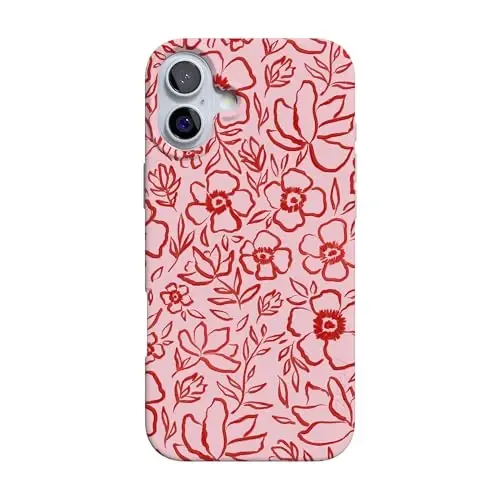Casely iPhone 16 Case | Blush Garden | Floral Doodle | Compatible with MagSafe | Classic Ultra Slim Design - 1