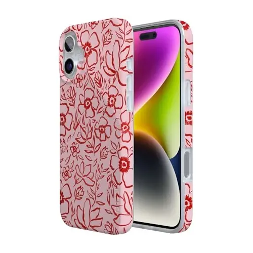 Casely iPhone 16 Case | Blush Garden | Floral Doodle | Compatible with MagSafe | Classic Ultra Slim Design - Casely (1)