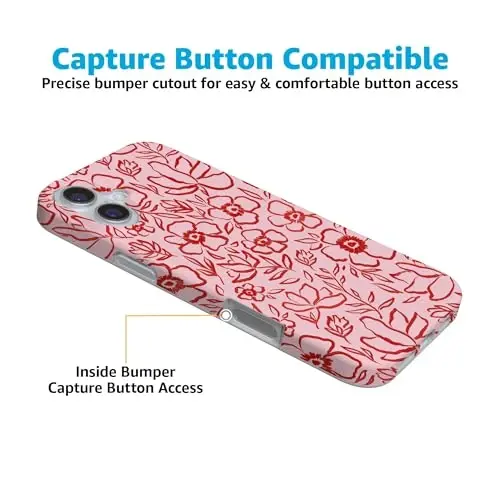 Casely iPhone 16 Case | Blush Garden | Floral Doodle | Compatible with MagSafe | Classic Ultra Slim Design - 5