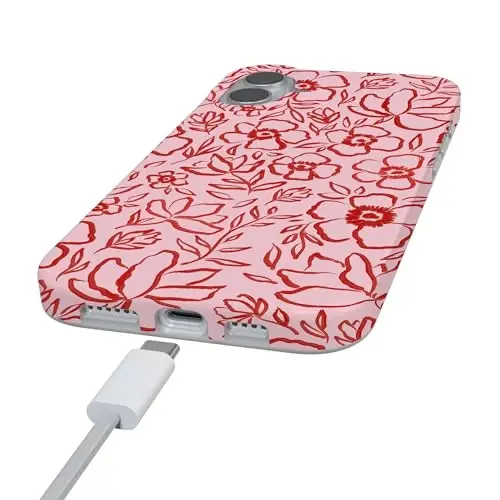 Casely iPhone 16 Case | Blush Garden | Floral Doodle | Compatible with MagSafe | Classic Ultra Slim Design - 6