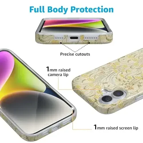 Casely iPhone 16 Case | Boho Blooms | Golden Floral | Classic Ultra Slim Design | Compatible with MagSafe - 2